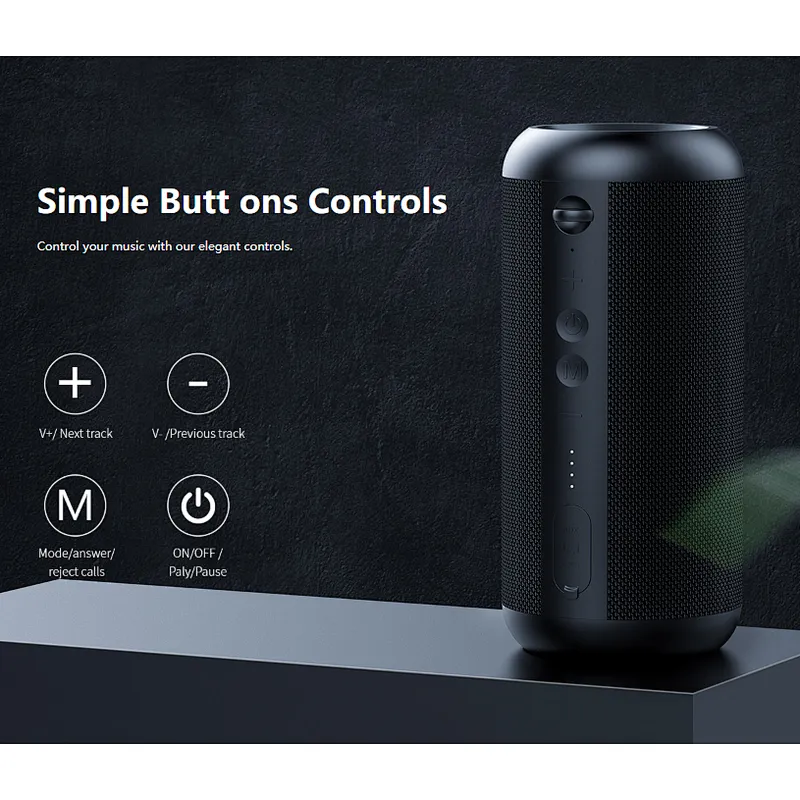 Factory Direct IPX6 Waterproof Wireless Bluetooth Speaker 15W Output 8 Hours Playing Time Portable