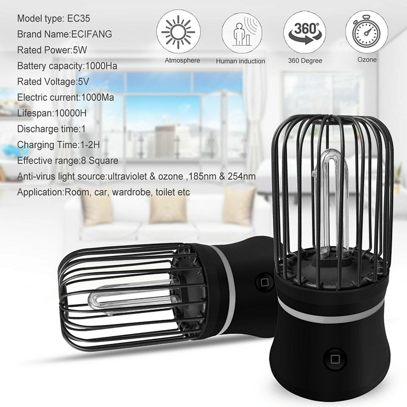 UVC Lamp Portable Sterilization UV Sterilizer with Microwave Sensor Monitoring in 3-5m