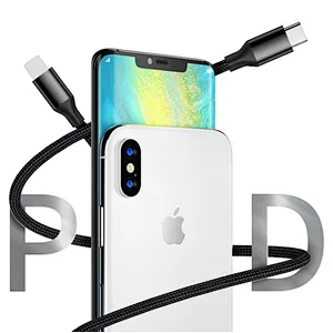 Data cable Type C to Lightning PD fast charge max 5A 480mbps Data exchange compliable with Iphone Ipad Macbook Nylon and copper