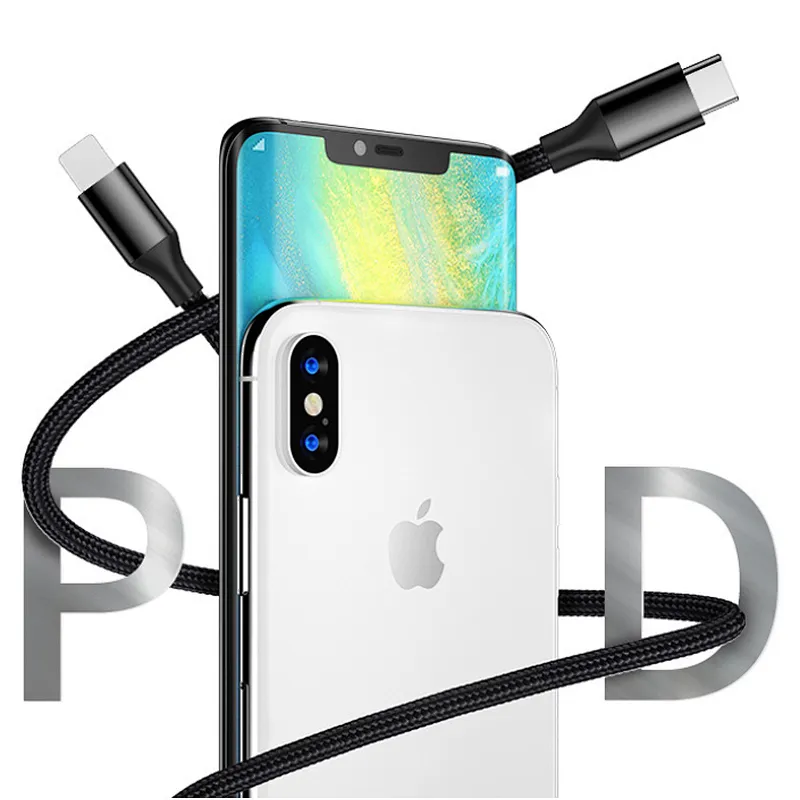 Data cable Type C to Lightning PD fast charge max 5A 480mbps Data exchange compliable with Iphone Ipad Macbook Nylon and copper