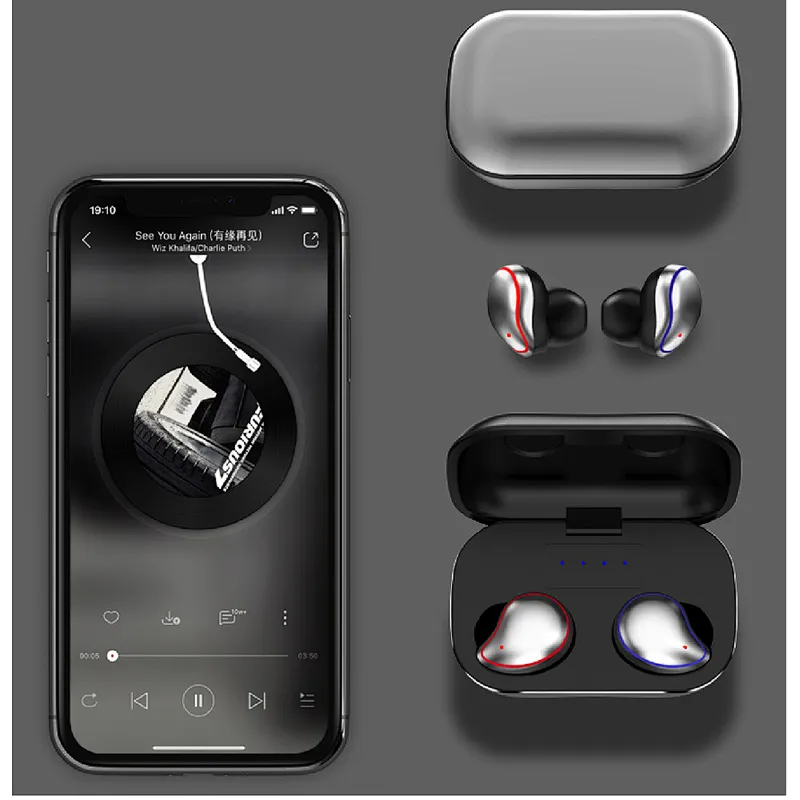 Aluminium TWS bluetooth 5.0 Earbuds AIROHA 1536 Chipset HIFI DSP voice cancelation Half in Ear