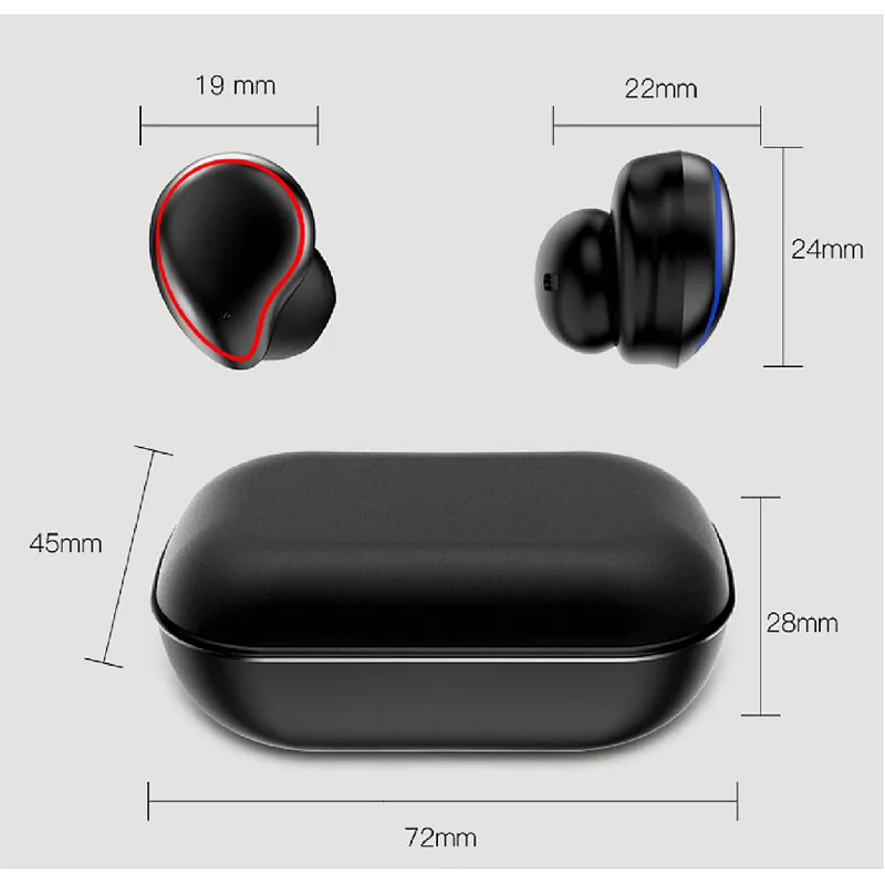 Aluminium TWS bluetooth 5.0 Earbuds AIROHA 1536 Chipset HIFI DSP voice cancelation Half in Ear