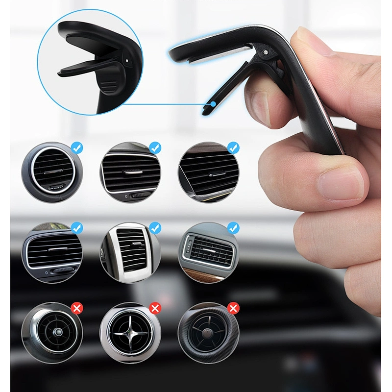 L Shape Car Air Vent Mount Holder Compatible With iPhone XS XS Max XR X 8 8+ 7 7+ SE 6s 6+ 6 5s 4 Samsung Galaxy S10 S9 S8 S7 S6