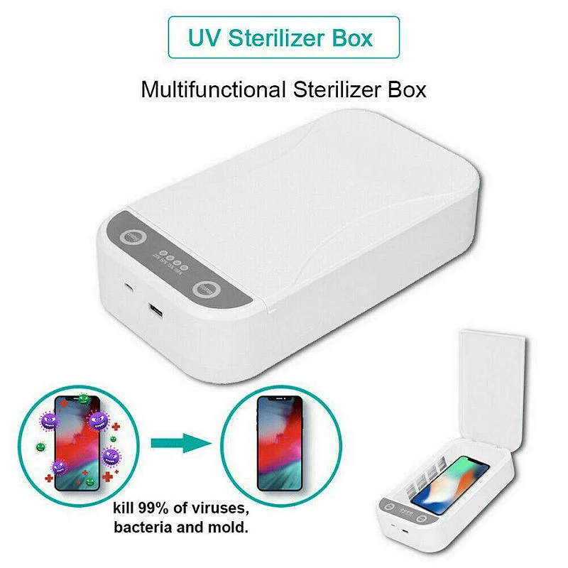 One-click disinfection in 5minutes Portable UV Phone Sterilizer Multifunctional UV Sterilizer with wireless charging for phone