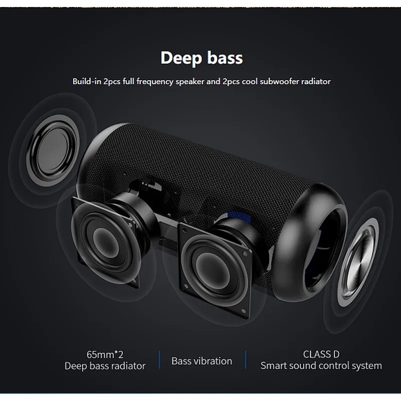 Factory Direct IPX6 Waterproof Wireless Bluetooth Speaker 15W Output 8 Hours Playing Time Portable