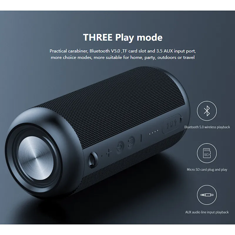 Factory Direct IPX6 Waterproof Wireless Bluetooth Speaker 15W Output 8 Hours Playing Time Portable
