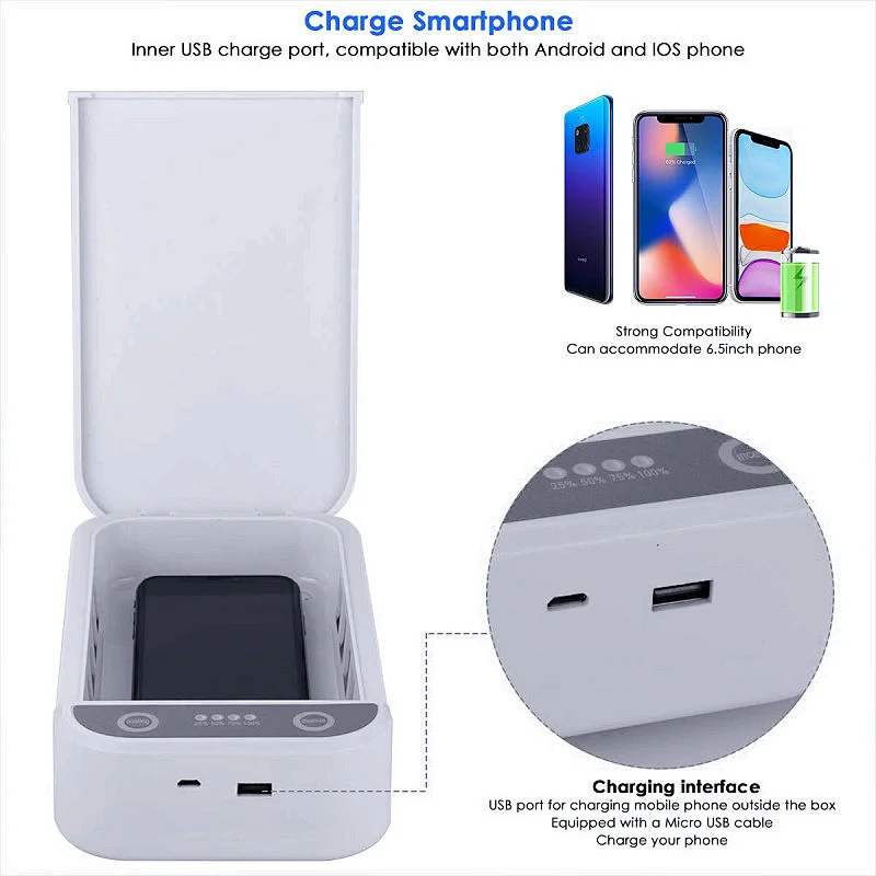 360 degree UV light disinfection  Phone UV Sanitizer, Portable Phone Sterilizer with aromatherapy