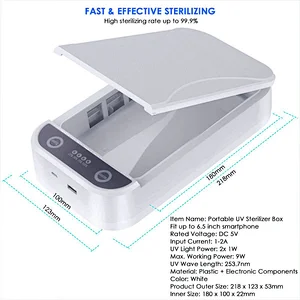 360 degree UV light disinfection  Phone UV Sanitizer, Portable Phone Sterilizer with aromatherapy