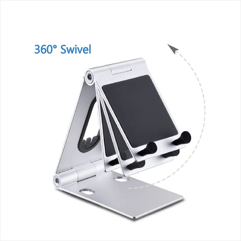 Desktop Stand for Smart Phone Tablet Holder Foldable and Portable Aluminium and Silicon 360 degree Adjustable angles