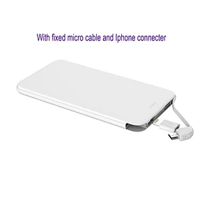 Super Slim Only 8.8mm Thickness Portable Powerbank PB908 with Fixed Micro Cable and Addaptor