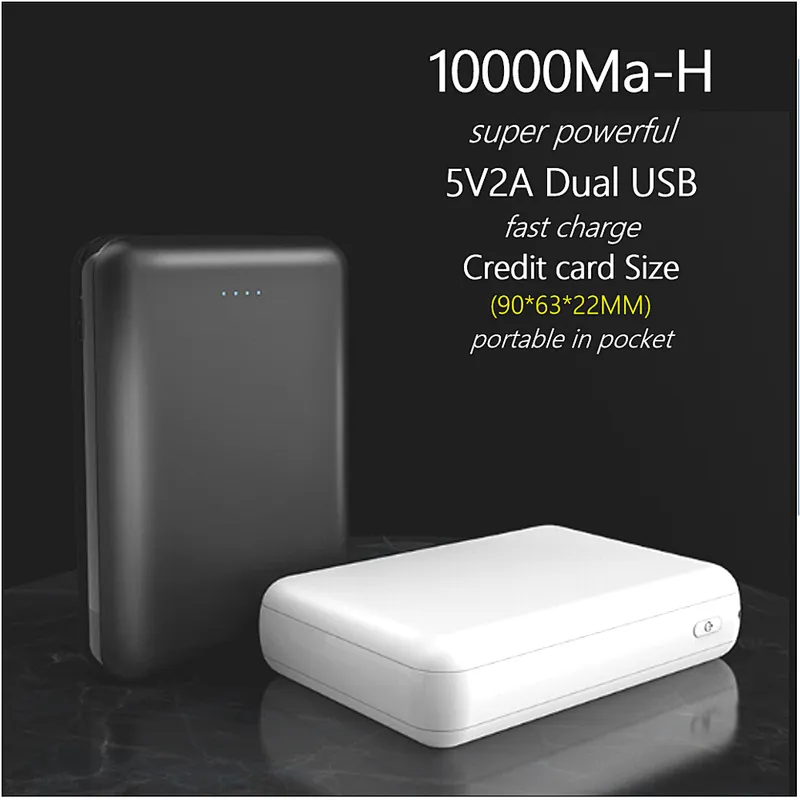 10000MAH Portable Power Banks on the go Dual USB ports output 5V2A quick charge for IPHONE/SAMSUNG/HUAWEI
