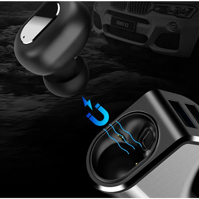 Car Charger Bluetooth 5.0 in ear earbuds with Extra 2 USB ports Fast Charging Exclusive design