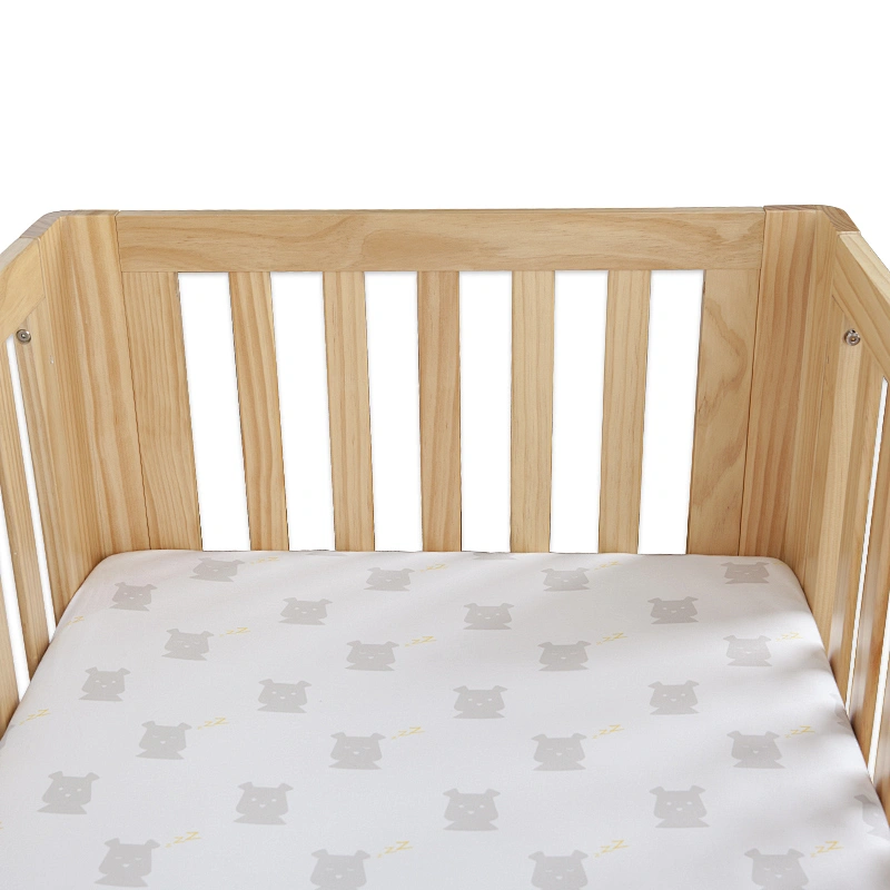 Housbay Newborn Mattress Cover Sleeping Bear Pattern Fit 95% Baby Crib 100% Cotton Soft Touch Baby Bedding Set Baby Flat Sheet