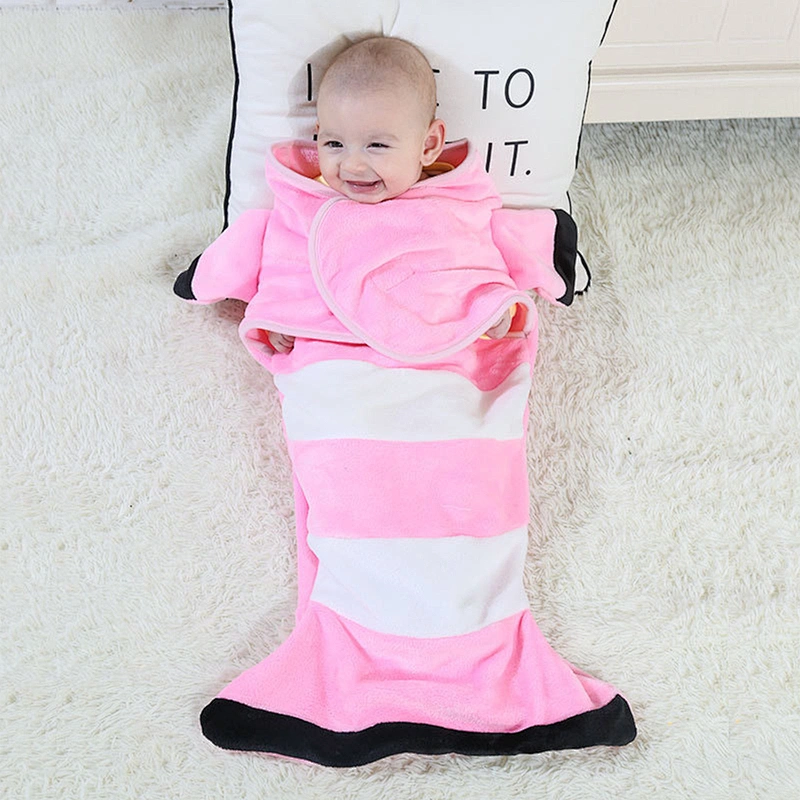 Cute design baby flannel sleeping bags infant blanket swaddle wrap for newborns