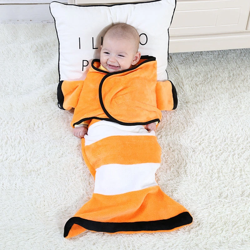 Cute design baby flannel sleeping bags infant blanket swaddle wrap for newborns