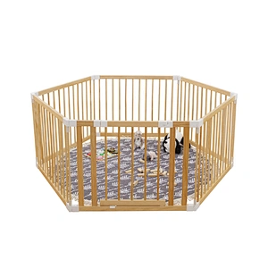 HOUSBAY OEM Natural 6 pcs wooden safety playpen baby