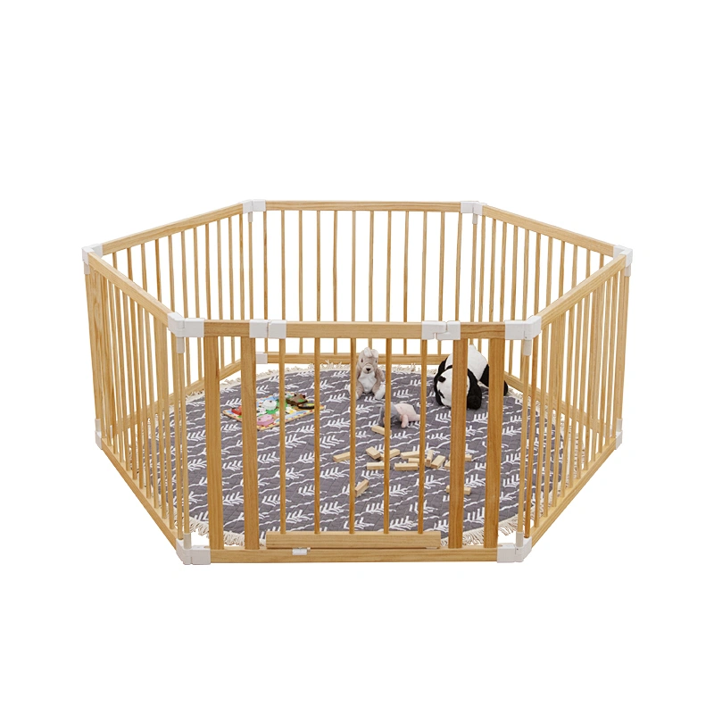 HOUSBAY OEM Natural 6 pcs wooden safety playpen baby