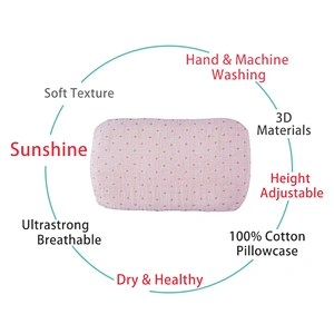 Housbay 100% Cotton Pillowcase Soft Materials Height Adjustable Baby Pillow Size 36*22CM 3D Breathable Pillow Baby Head Pillow