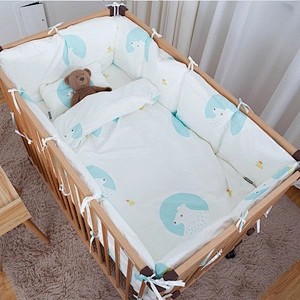 Housbay animals design forest pattern 7pcs baby crib bedding set soft fabric reactive printed comforter set