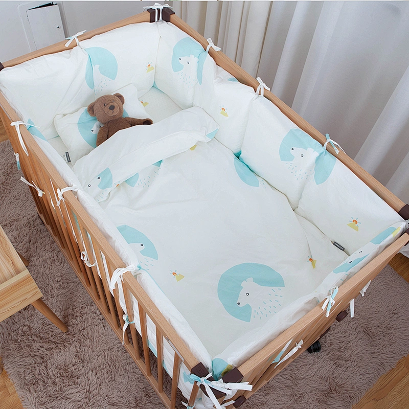 Housbay animals design forest pattern 7pcs baby crib bedding set soft fabric reactive printed comforter set
