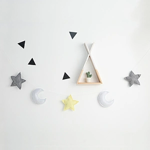 Beautiful hanging ornaments felt  moon star  for baby tent and home bedroom  wall decoration
