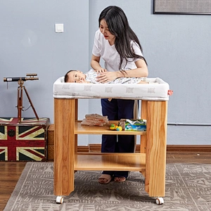Housbay 4 IN 1 GROW UP BABY BED Baby Crib Wooden Diaper Changing Table Baby Furniture with wheels