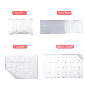 HOUSBAY Reactive Printed 100% Cotton 4pcs Baby Bedding Set Cartoon Comforter Set with Bed Sheet Crib Bumpers