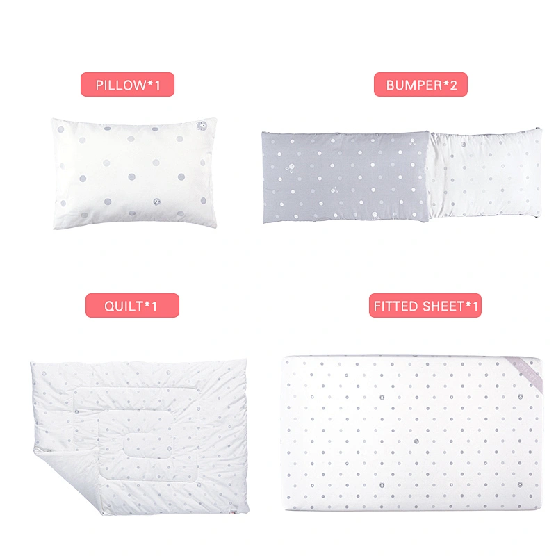 HOUSBAY Reactive Printed 100% Cotton 4pcs Baby Bedding Set Cartoon Comforter Set with Bed Sheet Crib Bumpers
