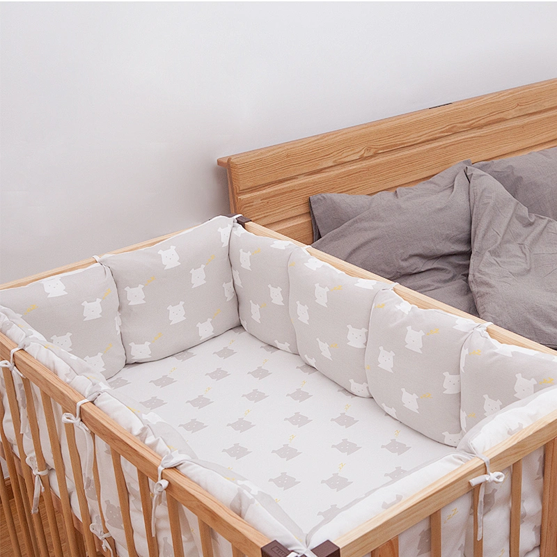 Free fitted bed sheet HOUSBAY 100% Cotton Baby Bedding set bed bumper Nordic style crib bumper cartoon cot bumper