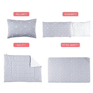 HOUSBAY Reactive Printed 100% Cotton 4pcs Baby Bedding Set Cartoon Comforter Set with Bed Sheet Crib Bumpers