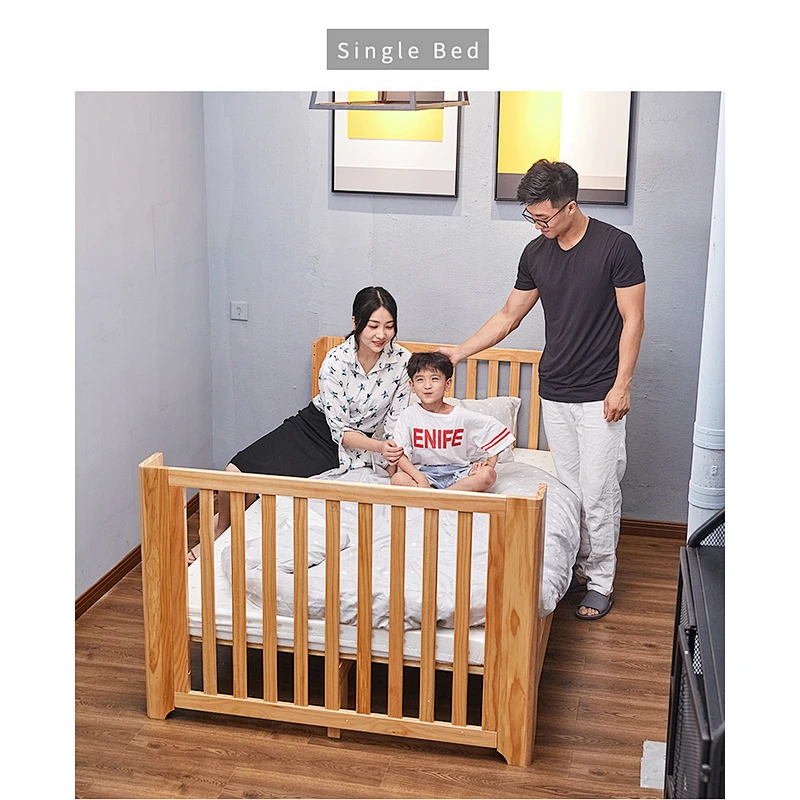 HOUSBAY 4 IN 1 GROW UP BABY BED Adjustable Wooden Single Bed Design Baby Furniture Bed Extender