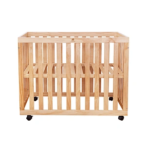Housbay 4 IN 1 GROW UP BABY BED Safety Standard and Adjustable Baby Solid Wooden Crib and baby playpen bed with Wheels