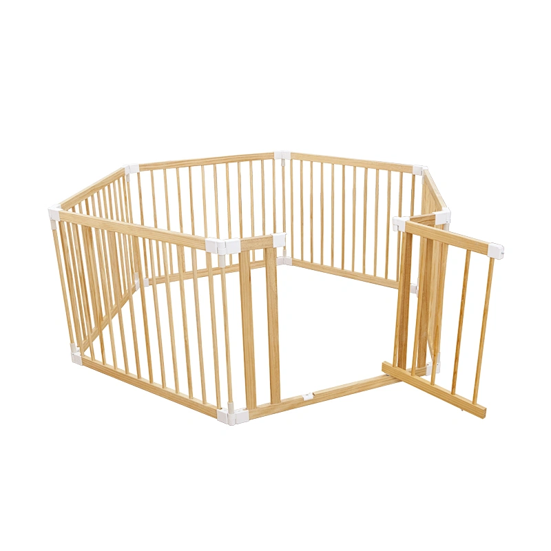HOUSBAY OEM Natural 6 pcs wooden safety playpen baby