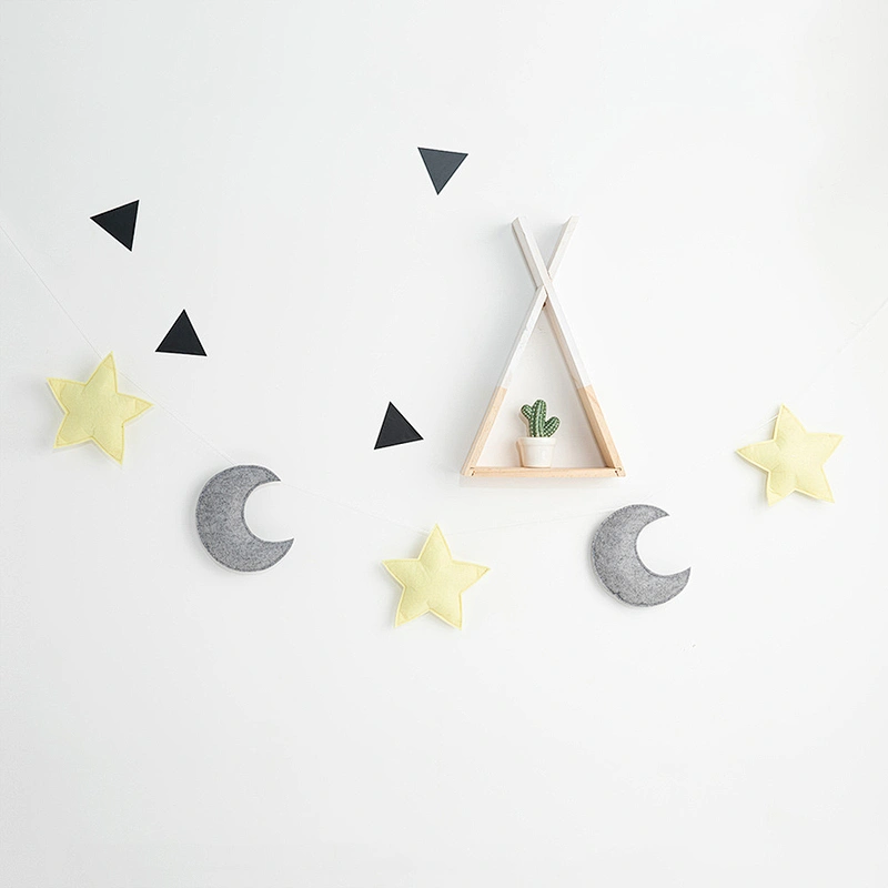 Beautiful hanging ornaments felt  moon star  for baby tent and home bedroom  wall decoration