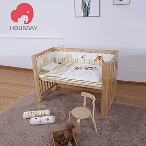 Housbay high quality King of the forest pattern 5pcs baby crib bedding set soft fabric reactive printed comforter set