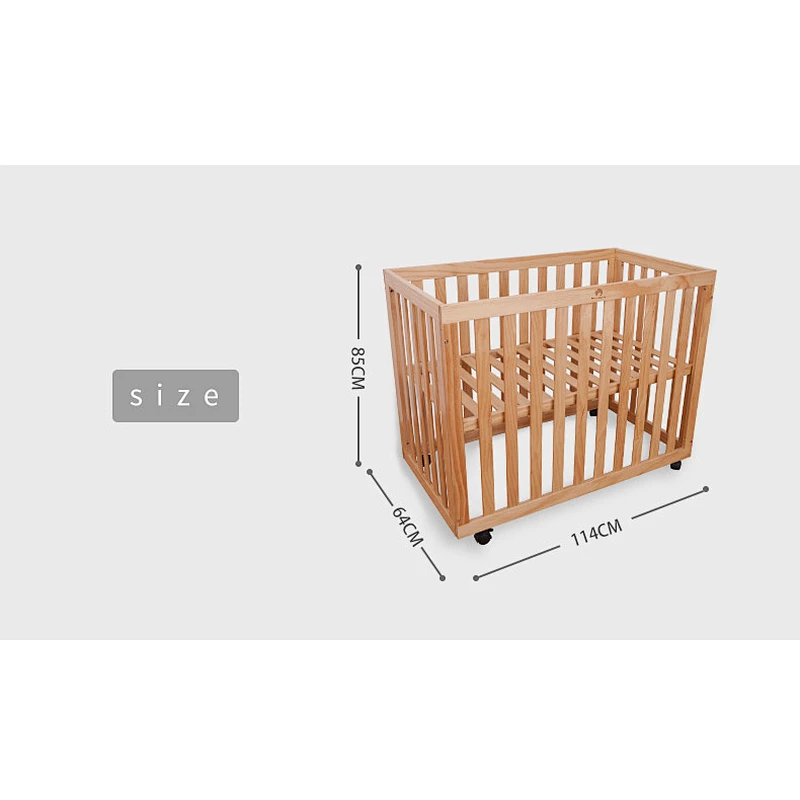 Housbay 4 IN 1 GROW UP BABY BED Safety Standard and Adjustable Baby Solid Wooden Crib and baby playpen bed with Wheels
