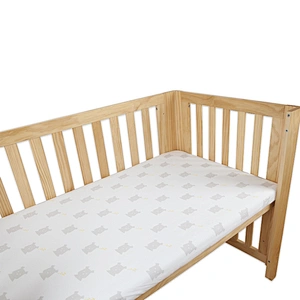 Housbay Newborn Mattress Cover Sleeping Bear Pattern Fit 95% Baby Crib 100% Cotton Soft Touch Baby Bedding Set Baby Flat Sheet