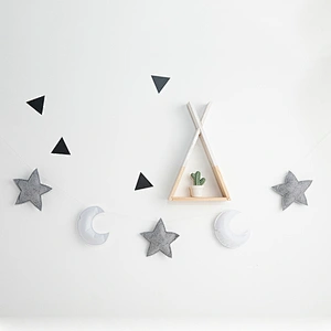Beautiful hanging ornaments felt  moon star  for baby tent and home bedroom  wall decoration