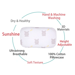 Housbay Baby Pillow Patterns Lovely Bear Simple Nordic Style Height Adjustable Baby 3D Sleeping Bear Pillow Baby Animal Pillow
