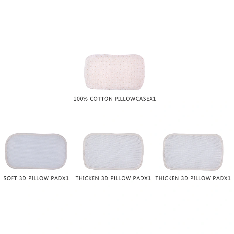 Housbay 100% Cotton Pillowcase Soft Materials Height Adjustable Baby Pillow Size 36*22CM 3D Breathable Pillow Baby Head Pillow