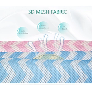 HOUSBAY Reactive Printed 3D Mesh Fabric Baby Bedding Set Summer Bed Bumper Extra Breathable Crib Bumper with Pink and Blue