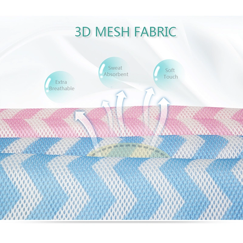 HOUSBAY Reactive Printed 3D Mesh Fabric Baby Bedding Set Summer Bed Bumper Extra Breathable Crib Bumper with Pink and Blue