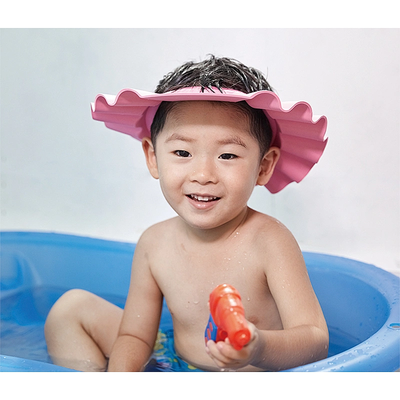 HOUSBAY SGS certificate Pink EVA  Baby Bath Shower Cap for girl