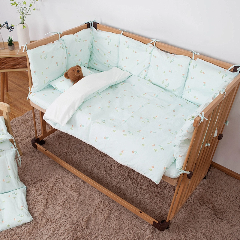 Housbay animals design forest pattern 7pcs baby crib bedding set soft fabric reactive printed comforter set