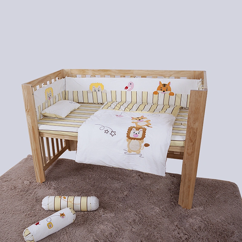 Housbay high quality King of the forest pattern 5pcs baby crib bedding set soft fabric reactive printed comforter set