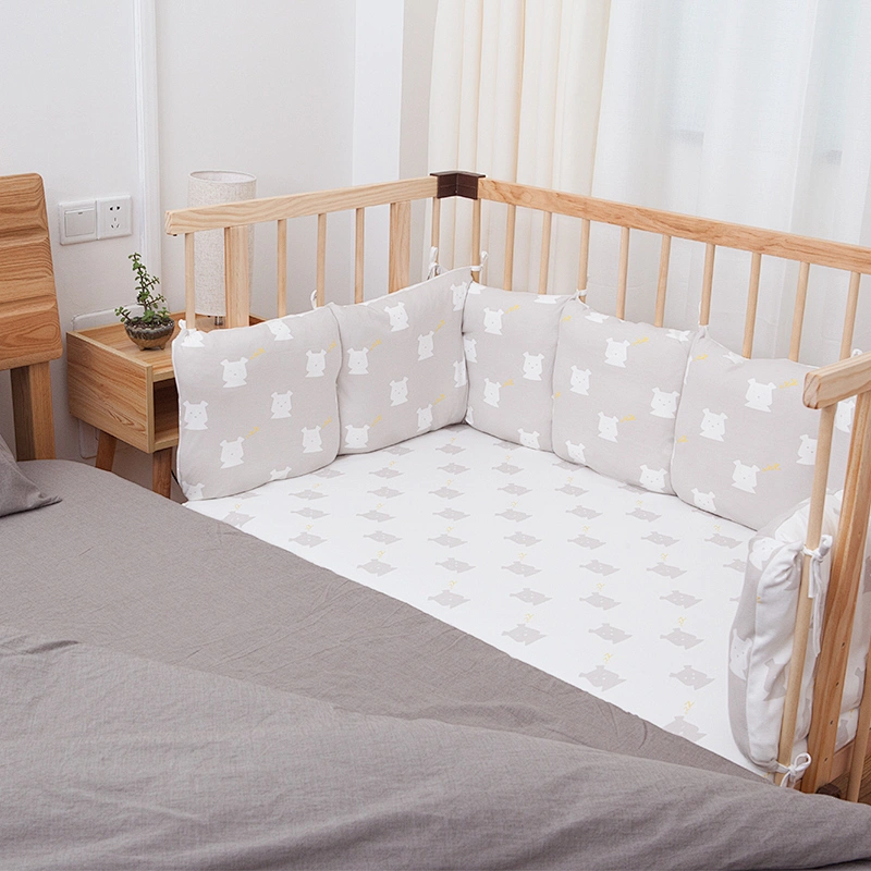 Free fitted bed sheet HOUSBAY 100% Cotton Baby Bedding set bed bumper Nordic style crib bumper cartoon cot bumper