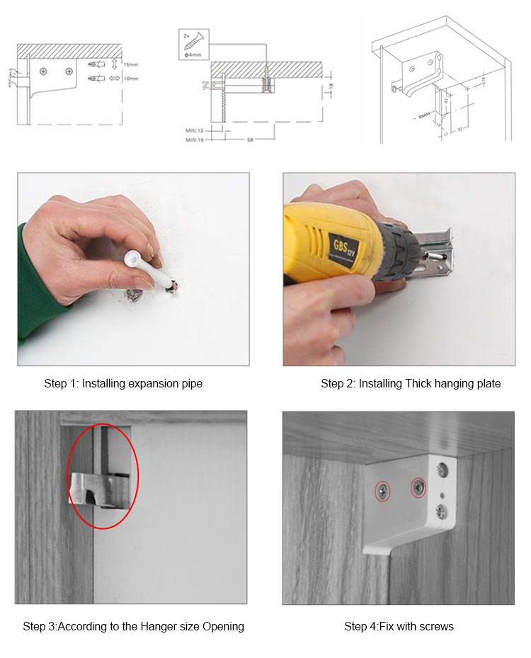 installing of the cabinet hangers and wall fixings