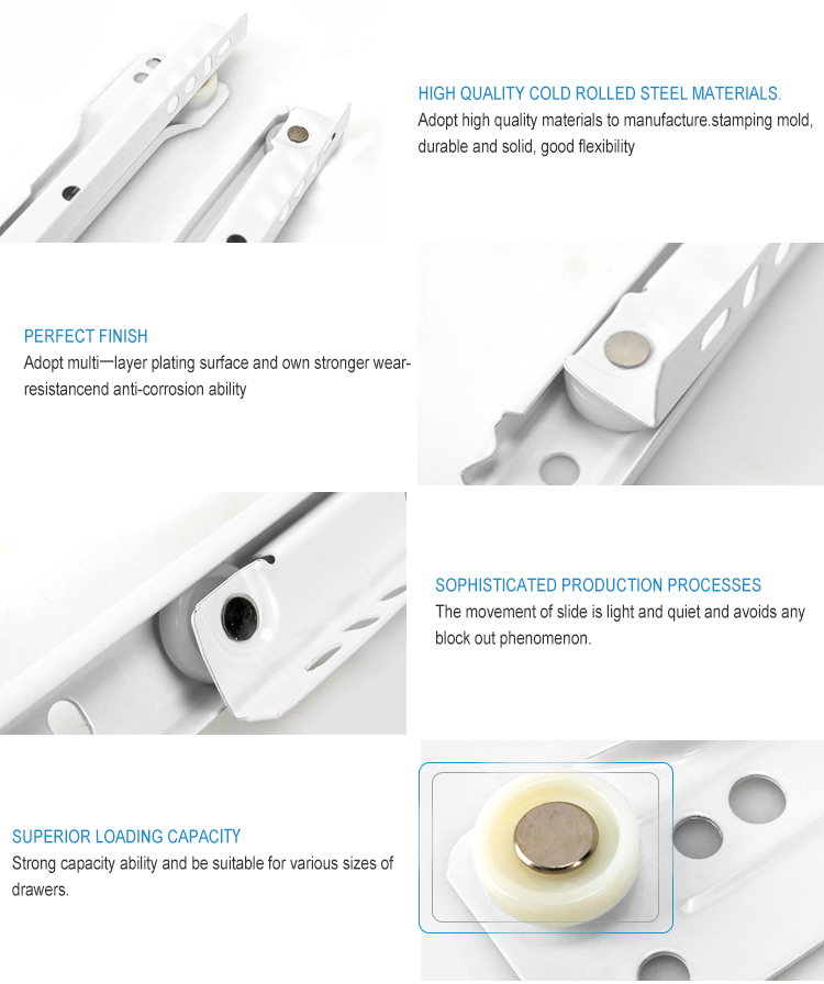 roller runner drawer slides with high quality material, strict produce process and heavy duty capacity
