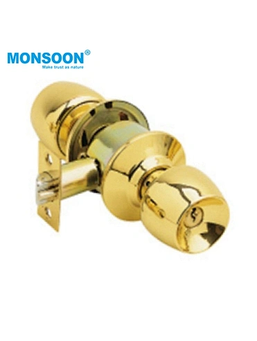 Gold Cylindrical Door Knob with lock