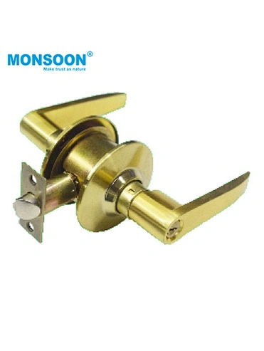 Aluminum Gold Cylindrical Door Lever handle with lock
